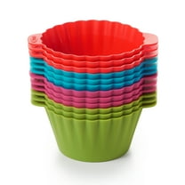 OXO SoftWorks Reusable Silicone Round Baking Cups 3 Oz for Baking, Air Fryers, and Multicookers, 12 Pack, Multicolor