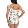 thumbnail image 6 of Yiaed Travel1 Print Women One Piece Swimsuits Tummy Control One Shoulder Bathing Suits Pattern Ruffle Swimwear-X-Large, 6 of 8