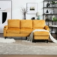 thumbnail image 2 of Yellow Living Room Sectional With Storage And Cup Holders, 3 Chenille Comfy Couch Compartment, For Comfort, 2 of 6