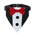 thumbnail image 2 of Dog Collar with Bow Tie Tuxedo Style Bandana for Small Medium Large Dogs Quick Release Collar for Dogs Wedding Outfit Birthday Party Attire Black and Red Adjustable Dog Bandana, 1, 2 of 6