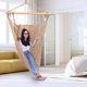 thumbnail image 3 of Zimtown Hamaca Colgante de Cuerda, Silla, Columpio para Porche con 2 Almohadas (Café), 3 of 6