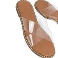 thumbnail image 5 of Wioihee Womens Studded Flat Sandals Open Toe Slip On Mule Slides Crossed Strap Slipper Clear 6(37), 5 of 9