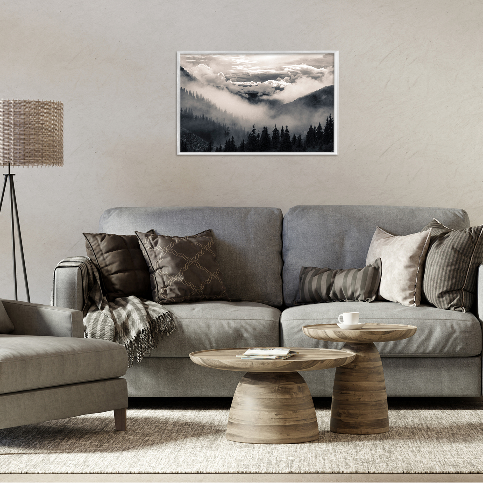 Billowing Fog Atmosphere White Framed Giclee Art, design by Decent Exposures