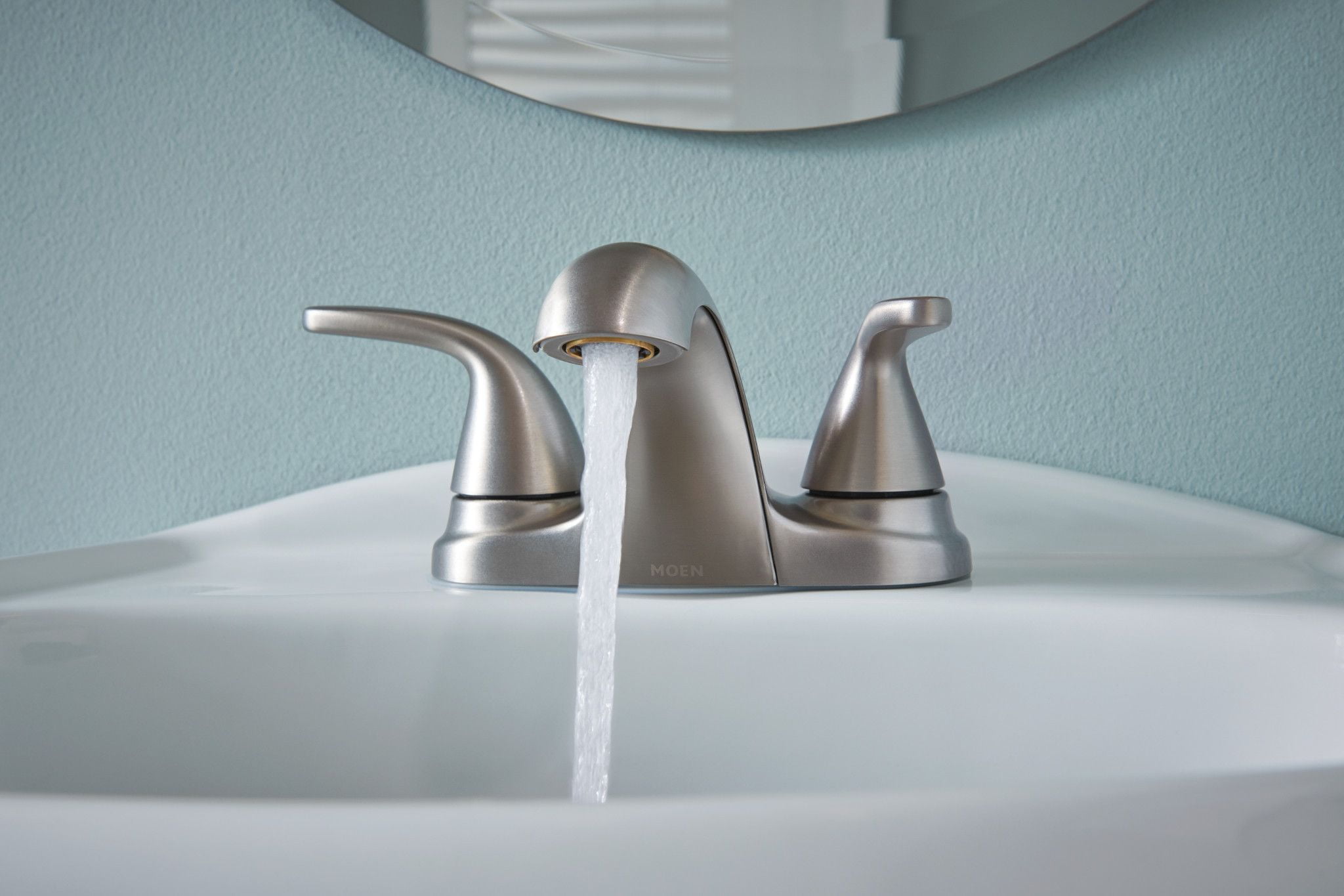Moen Adler Two-Handle 4" Centerset Spot Resist Brushed Nickel Bathroom Faucet