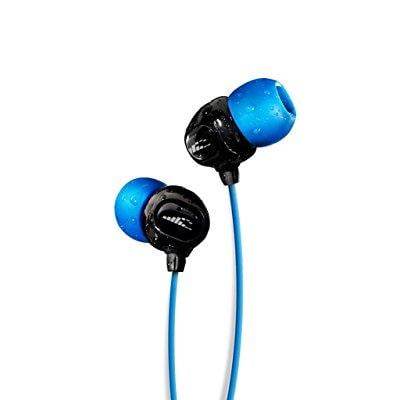 h2o audio 100% waterproof headphones. noise canceling, sweat proof surge+ swim headphones perfect for swimming & all watersports, 'black/blue'