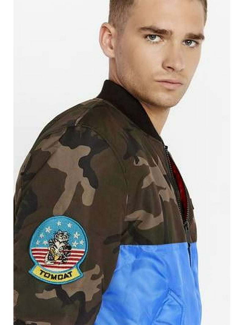 Avirex CAMO/ROYAL Color-Blocked MA-1 Bomber Jacket, US Large