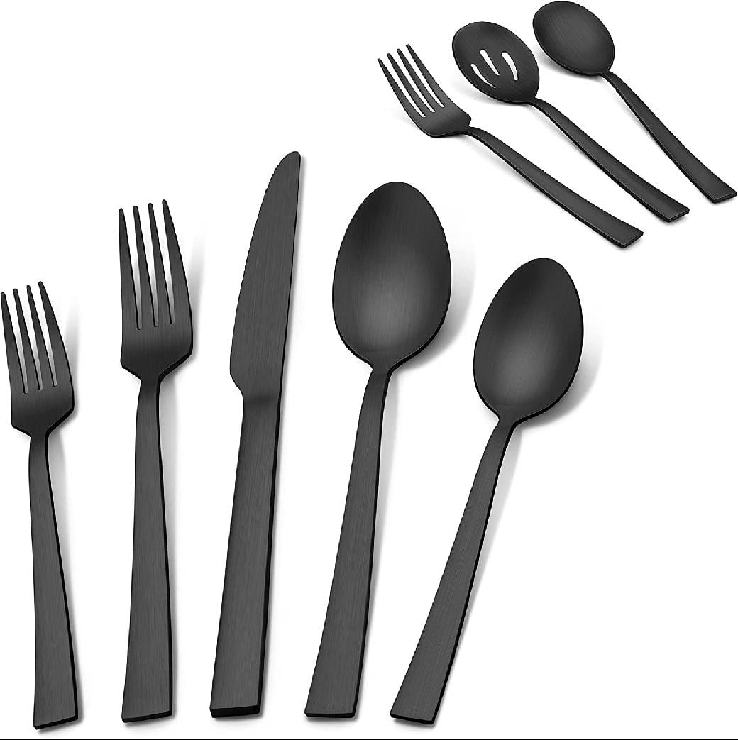 23Piece Matte Black Silverware Set with Serving Utensils, Stainless