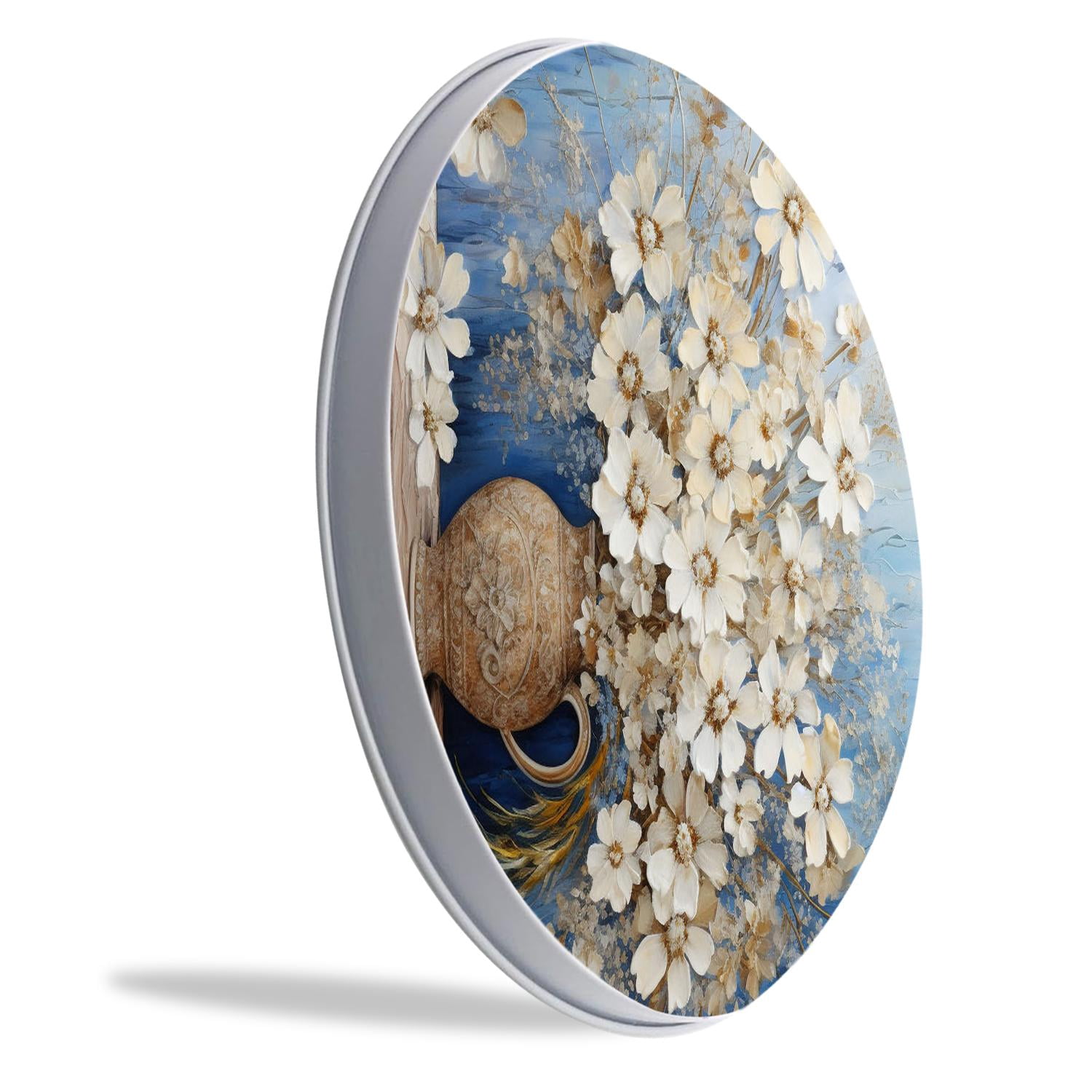 Round Stove Burner Covers 4 Pcs Metal Electric Stove Burner Covers 8Inch And 10Inch ,Blue Flowers in A Bouquet floral beautiful