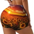 thumbnail image 2 of Kdxio Sunset Golden Sunflower Field Print Workout Shorts for Women Seamless Soft Smooth Gym Yoga Scrunch Active Shorts, 2 of 5