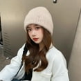 thumbnail image 3 of Knit Beanies for Women Soft Warm Stretchy Bonnet Hat Beret Roll up Edge Fall Winter Cap for Ski Travel Work Headwear, 3 of 7