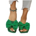 thumbnail image 5 of CQONEPT Women's Bow Sandals Comfortable Cute Flat Slippers Slip On Wide Width Slide Sandals for Beach Wedding Vacation Green 38, 5 of 6