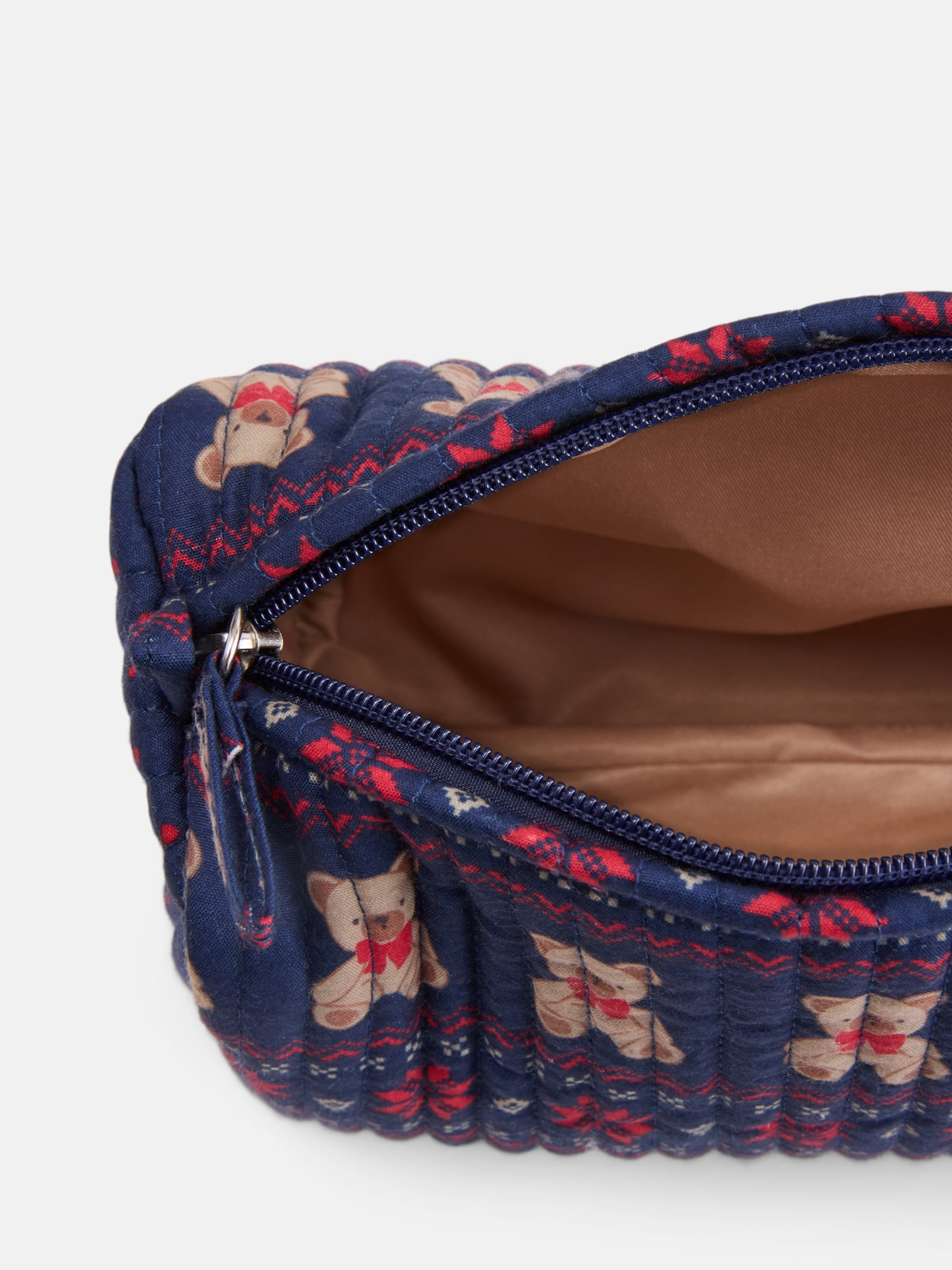 No Boundaries Quilted Pouch with Hair Scrunchie Set, 2-Piece, Women's, Navy Bear Fair Isle