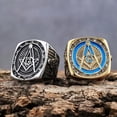 thumbnail image 2 of GKNET Domineering Fashion Diamond AG Freemasonry Stainless Steel Men's Rings Size 7-15-7-Silver, 2 of 8