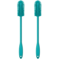Silicone Bottle Brush, Water Bottle Cleaner Brush with Long Handle, Perfect for Cleaning Narrow Neck Containers, Vacuum Sports Bottle, Tumblers, Flask, Glassware (2 Pack, Turquoise)