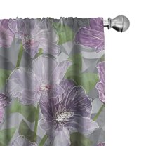 Ambesonne Tropical Curtains, Hibiscuses Triangular Art, Pair of 28"x63", Pale Eggplant Sage Green