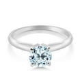 thumbnail image 2 of Gem Stone King 14K White Gold Sky Blue Topaz Solitaire Engagement 4-Prong Ring for Women | 1.00 Cttw | Round 6MM | Gemstone November Birthstone (Size 6), 2 of 4