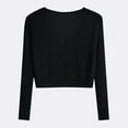 thumbnail image 6 of Women's Long Sleeve Cropped Cardigan Sweater, Teens Knit V Neck Button Front Casual Blouse Tops Graphic Tshirts Black One Size, 6 of 6
