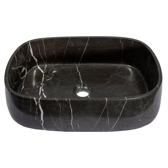 Rounded Rectangular Vessel Sink in Nero Marquino Marble