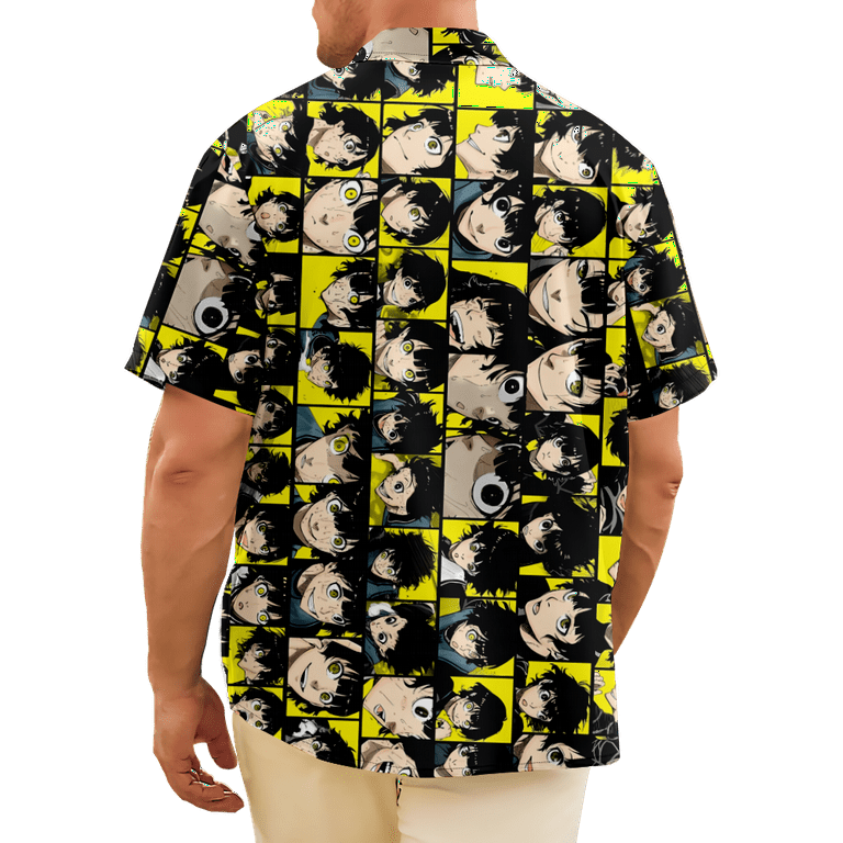 Blue Lock Characters Graphic T-Shirts for Men,Blue Lock Short Sleeve  Printed Regular Fit Summer Beach Casual Button Down Hawaiian Shirts 