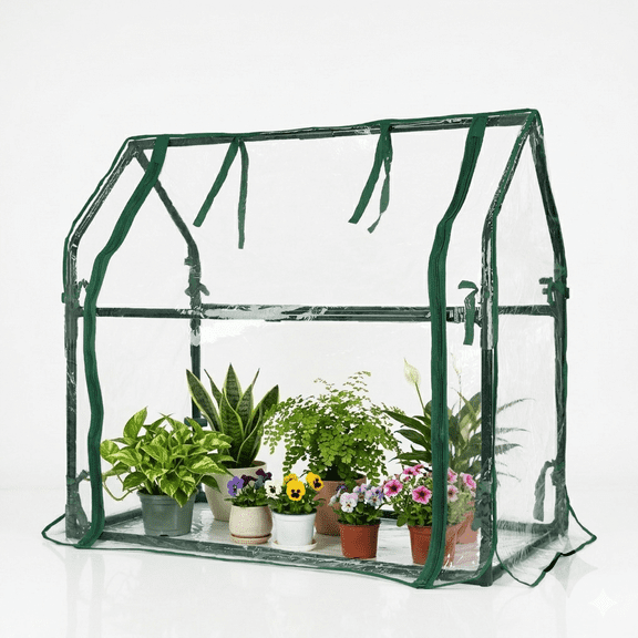 Gardzen Mini Greenhouse 36" x 19" x 33", Portable Small Greenhouse with Zippered Door for Seed Starting, Seedlings and Winter Protection