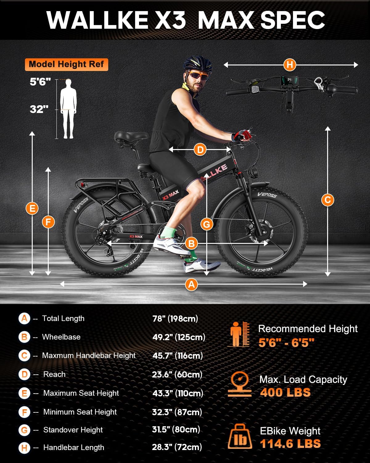 W Wallke 48V 22Ah Foldable Electric Mountain Bicycles,  2800W Dual Motor Ebike, Long Range E-Bike , 26" Fat Tire All Terrain 31-35MPH Fast Ebike Adults, Full Suspension Offroad City E-Bicycle, UL2849