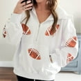 thumbnail image 5 of Yteetum Women's Game Day Football Sweatshirts Oversize Football Sequin Hoodies Half Zip Pullover Hooded Sweatshirt Coat Womens Zipper Rugby Graphic Drawstring Long Sleeve Crewneck Hoodies Sweatshirt, 5 of 6