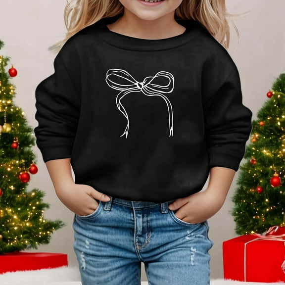 HUITKMM Girls Long Sleeve Hooded Sweatshirt with Decorative Bow Detail Soft Casual Pullover for Everyday Wear