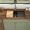 thumbnail image 6 of 32 Inch Modern Masonry Black Quartz Workstation Kitchen Sink  Single Bowl Undermount Sink with Accessories, 6 of 11
