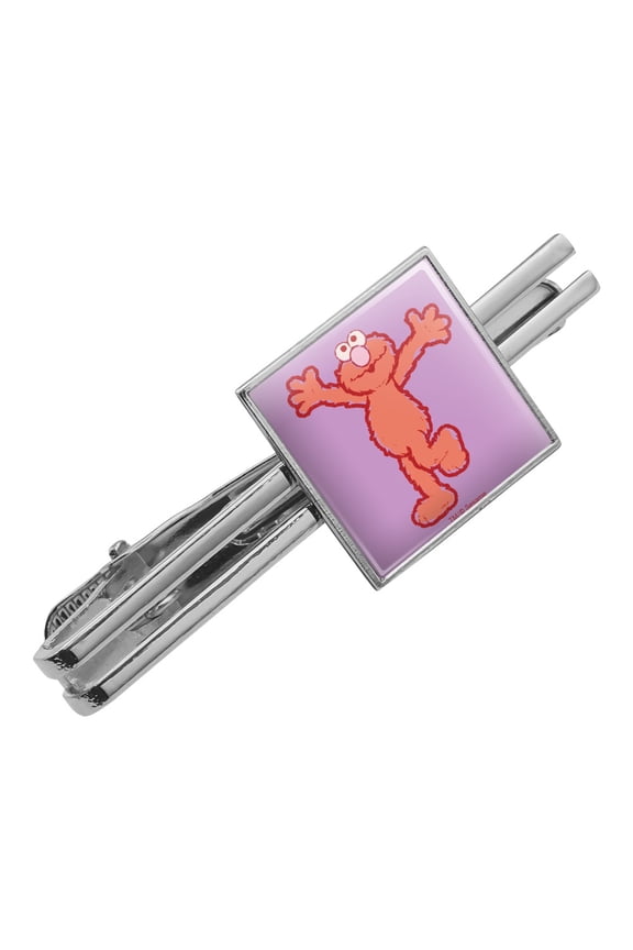 Sesame Street Elmo Distressed Square Tie Bar Clip Clasp Tack- Silver or Gold