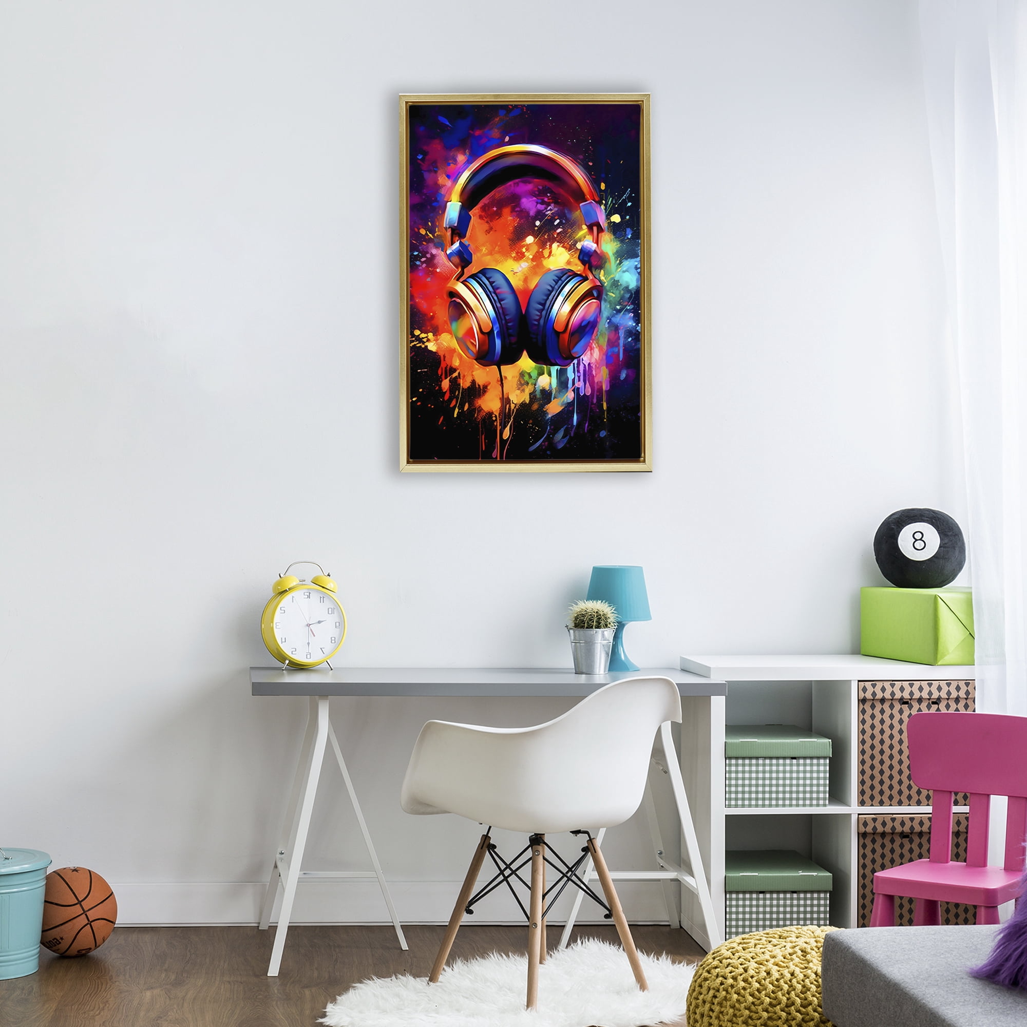 Stupell Industries Musical Color Pop Splash Gold Framed Floater Canvas Wall Art, design by Creative Studio