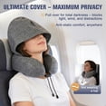 thumbnail image 2 of RELOIVE Travel Pillow with Extra Large Hood for Airplane Long Flights Privacy and Comfort Memory Foam with Skin-Friendly Cover for Road Trip Head&Neck Support for Plane Office Cars Sleeping&Rest,Grey, 2 of 11