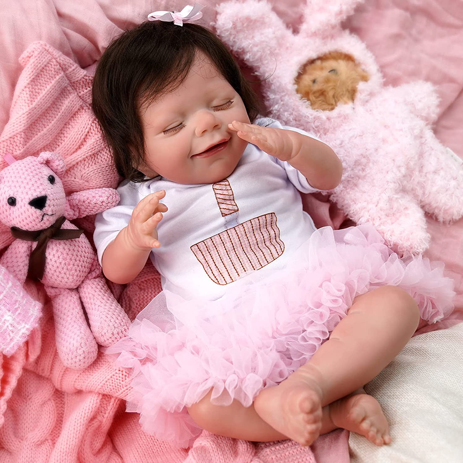 REBORN DOLL HEAVY BABY GIRL PEACH TUTU OUTFIT MAGNETIC DUMMY E 