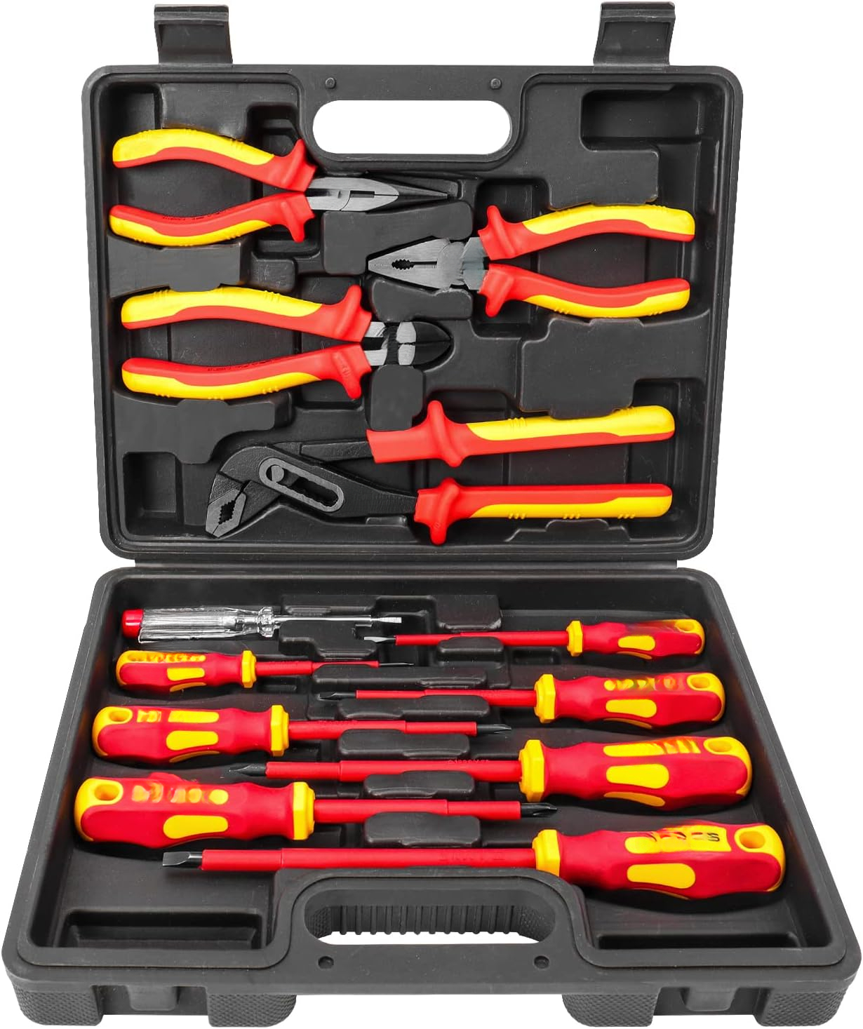 Insulated Screwdriver & Pliers Set, 1000V VDE Electrical Tool Kit for Electricians, Magnetic Phillips, Slotted & Pozidriv Tips, Professional Safety Hand Tools