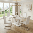 thumbnail image 2 of StnTalk  Modern Dining Table Set for 4, Faux Marble Dining Room Table Set with 4 Light Gray PU Leather Cantilever Dining Chairs, Rectangular Kitchen Table Set for 4, 2 of 10