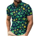 thumbnail image 2 of guisaled St Patricks Day Shirts Mens Short Sleeve Golf Shirt Button Henley Collared T Shirt Clover Graphic Casual Dressy Work Blouses, 2 of 6