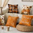 thumbnail image 2 of Sm:)e Blesse Sunflower Scarecrow Pumpkin Fall Throw Pillow Cover 18x18 Inch Set of 4, Autumn Decorative Outdoor Cushion Cover for Sofa Couch, 2 of 8