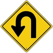 Left U Turn Symbol Road Metal Aluminum Novelty Traffic Control Sign 12x12