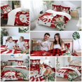 thumbnail image 5 of Christmas Red Snowman Bedding Duvet Cover Set Queen Size 4 Pieces Winter Snowflakes Tree Red Plaid Bedding Set with Zipper Closure, 1 Comforter Cover 90x92 Inches 1 Flat Sheet & 2 Pillow Cases, 5 of 7