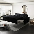 thumbnail image 2 of 66.2" Queen Pull Out Sofa Bed, Hydraulic System Convertible Sleeper Sofa with Storage and 2 Soft Pillows, Tufted Button Upholstered Couch,Multi-Functional Velvet Loveseat Bed,Black, 2 of 9