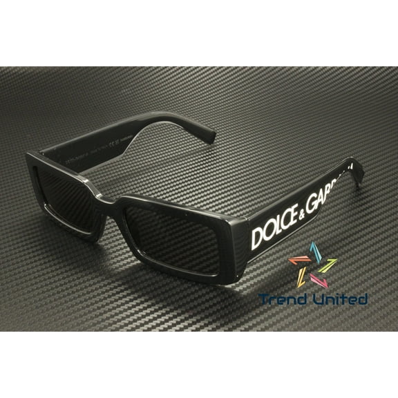 Dolce & Gabbana DG 6187 Plastic Womens Rectangle Sunglasses D&G Logo on Black 53mm Adult