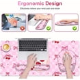 thumbnail image 2 of Cute Check Mouse Pad with Wrist Support 4 in1 Set, XXL Big Game Mousepad + Keyboard Wrist Rest + Mouse Wrist Rest Pad +Coaster Gaming Mat for Work Study Home Office I Pink Cherry & Bow Dream, 2 of 15