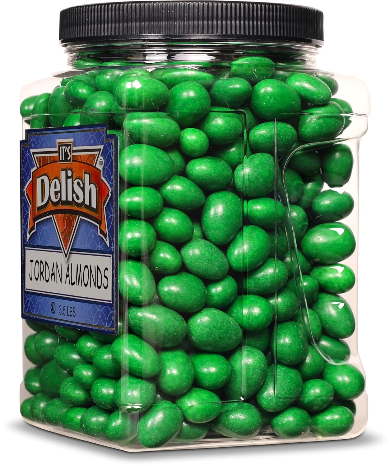 Dark Green Jordan Almonds by Its Delish, 3.5 lbs. Jumbo Container  Candied Almond Nut with Sweet Hard Candy Coating - Weddings Birthday Boy Baby Shower Theme Party Favors Candy Buffets - Vegan &...