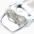 thumbnail image 4 of FSJ Women Elegant Rhinestone Bowknot Square Open Toe Sandals Ankle Strap Chain Block Mid Heel Mules Party Slides Dress Shoes Size 5.5 Silver, 4 of 4