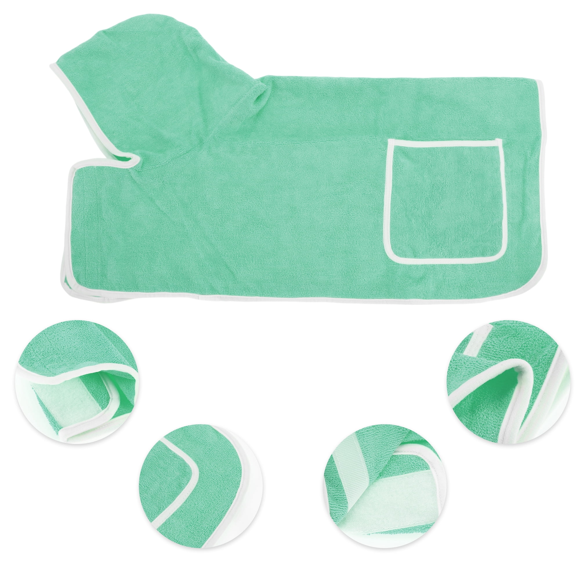 Unique Bargains Hooded Dog Bathrobe Soft Pet Towel Dog Towel Absorbent Coat XXS Green