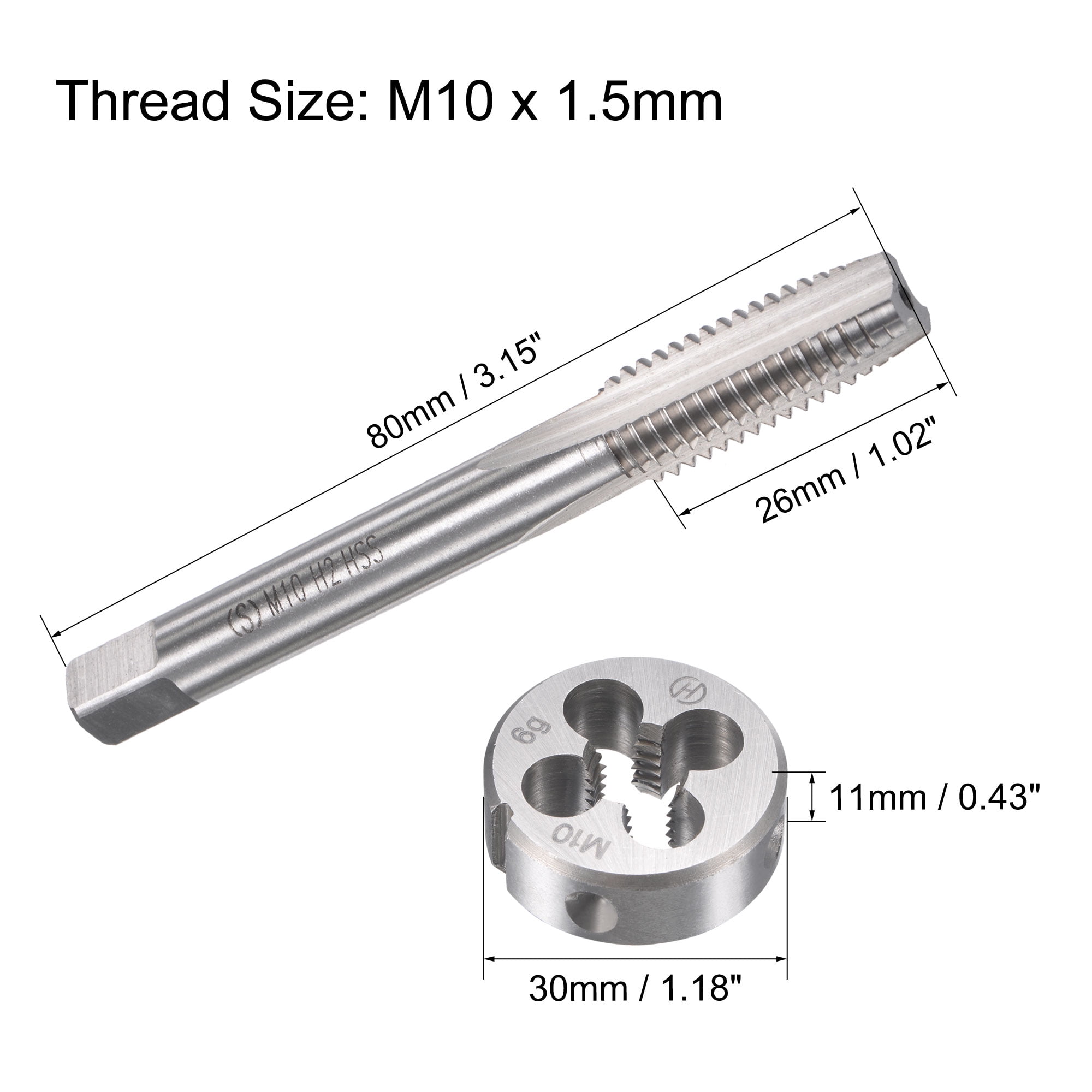 HSS M8 × 1.25 mm right Hand machines tap and die Threading Tool Metric set