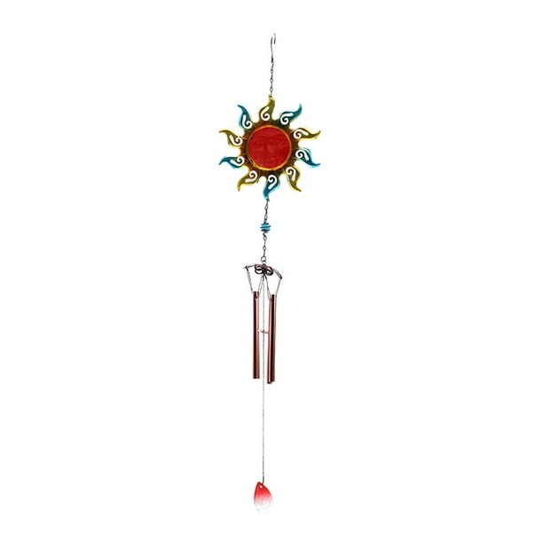 Campanas De Viento De Sol Retro Campanas De Viento Al Aire Libre Campanas De Viento Musicales Tubo Arte Del Hierro Decoración Colgante Con Vidrio Transparente De Color Para Balcón Decoración Guardurnaity HA025247-04