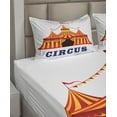 thumbnail image 6 of Ambesonne Circus Fitted & Top Sheet Set with Shams, Old Fashioned Retro Tent, Red Yellow White, 6 of 8