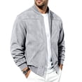 thumbnail image 4 of Men's Faux Suede Bomber Jacket Full Zip Ribbed Collar Side Pockets Casual Fall Outerwear, 4 of 8