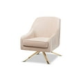 thumbnail image 2 of Baxton Studio Amaya Luxe and Glamour Light Beige Velvet Fabric Upholstered Gold Finished Base Lounge Chair, 2 of 10