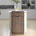 thumbnail image 4 of GOLDEN MEMORIES Wood Grain Tilt Trash Bin Cabinet Wooden Trash Recycling Cabinet with Wave Texture Hidden Drawer Pull-out, Walnut Finish Multi-purpose Kitchen/Bathroom Storage Cabinet 10 Gallons, 4 of 10